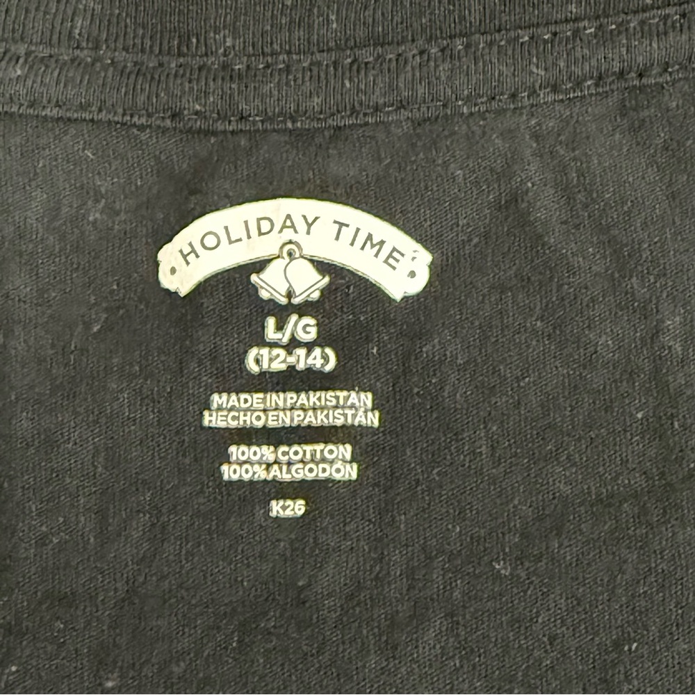 Holiday Time Black Christmas Tree Ornament Graphic Tee Shirt Large - Picture 6 of 8